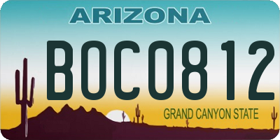 AZ license plate BOC0812