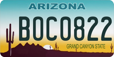 AZ license plate BOC0822