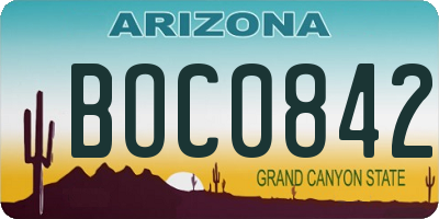 AZ license plate BOC0842