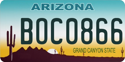 AZ license plate BOC0866