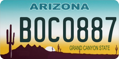 AZ license plate BOC0887
