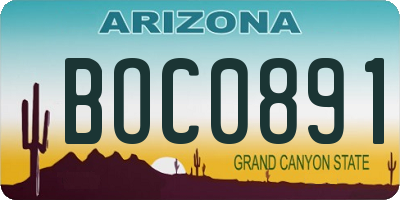 AZ license plate BOC0891