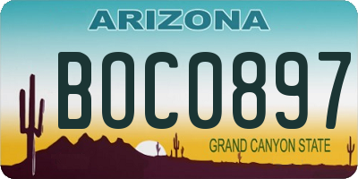 AZ license plate BOC0897