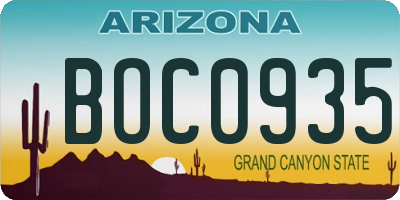 AZ license plate BOC0935