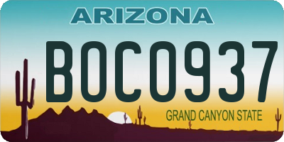 AZ license plate BOC0937