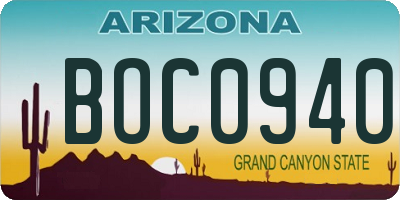 AZ license plate BOC0940