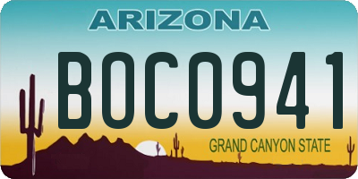 AZ license plate BOC0941