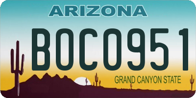 AZ license plate BOC0951