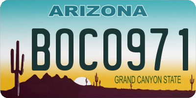 AZ license plate BOC0971