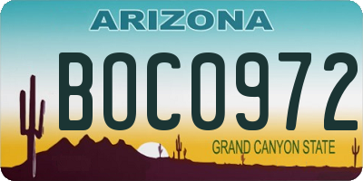 AZ license plate BOC0972