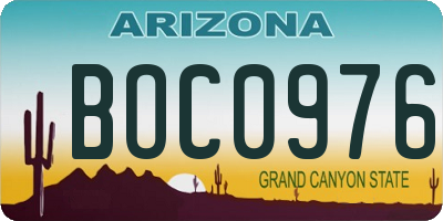 AZ license plate BOC0976