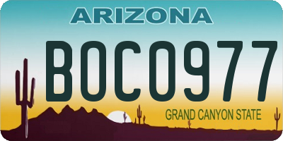 AZ license plate BOC0977
