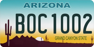 AZ license plate BOC1002