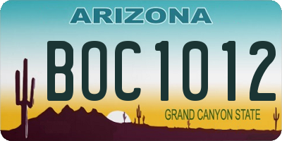 AZ license plate BOC1012