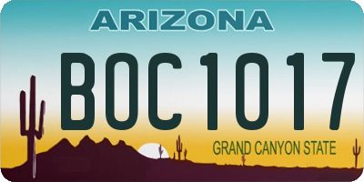AZ license plate BOC1017