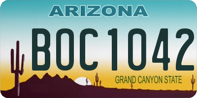 AZ license plate BOC1042