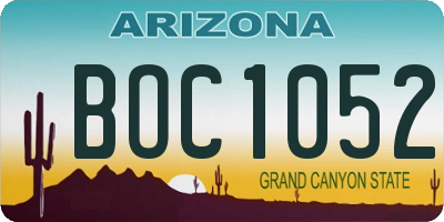 AZ license plate BOC1052