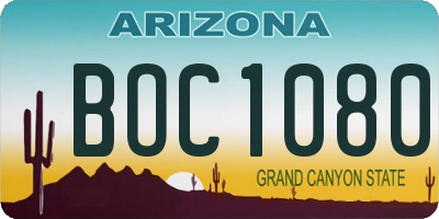 AZ license plate BOC1080