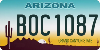 AZ license plate BOC1087