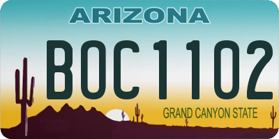AZ license plate BOC1102