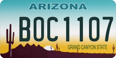 AZ license plate BOC1107