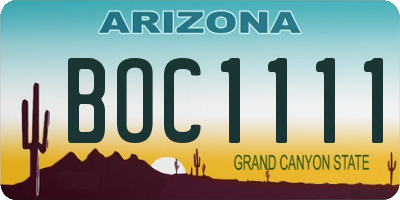 AZ license plate BOC1111