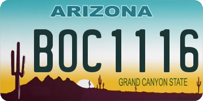 AZ license plate BOC1116