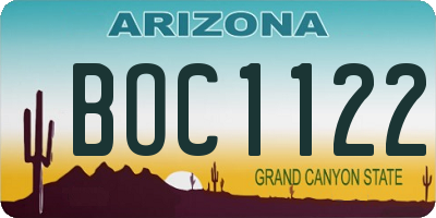 AZ license plate BOC1122