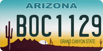 AZ license plate BOC1129