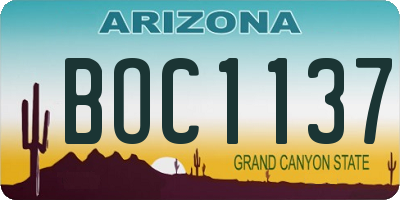 AZ license plate BOC1137