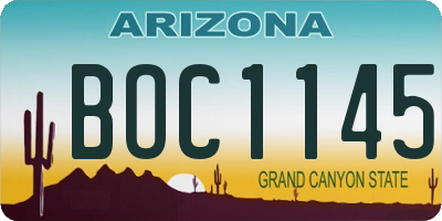 AZ license plate BOC1145
