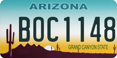 AZ license plate BOC1148