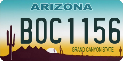 AZ license plate BOC1156