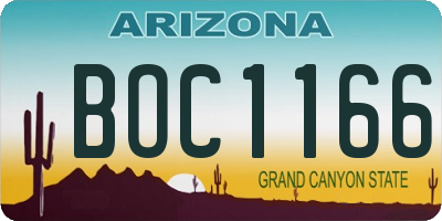 AZ license plate BOC1166