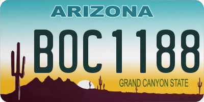 AZ license plate BOC1188