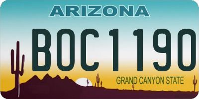 AZ license plate BOC1190