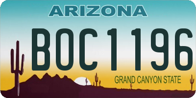 AZ license plate BOC1196