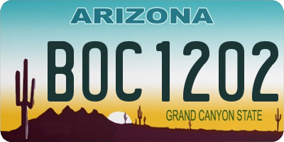 AZ license plate BOC1202