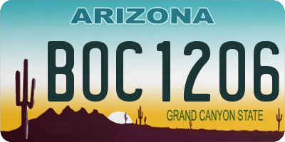 AZ license plate BOC1206