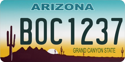 AZ license plate BOC1237