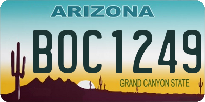 AZ license plate BOC1249