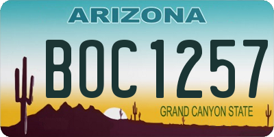 AZ license plate BOC1257