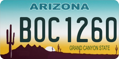 AZ license plate BOC1260