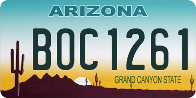 AZ license plate BOC1261