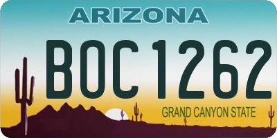 AZ license plate BOC1262