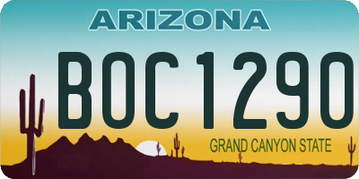 AZ license plate BOC1290