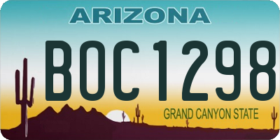 AZ license plate BOC1298