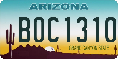 AZ license plate BOC1310