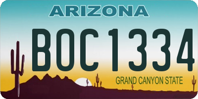 AZ license plate BOC1334