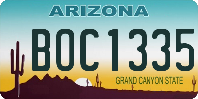 AZ license plate BOC1335